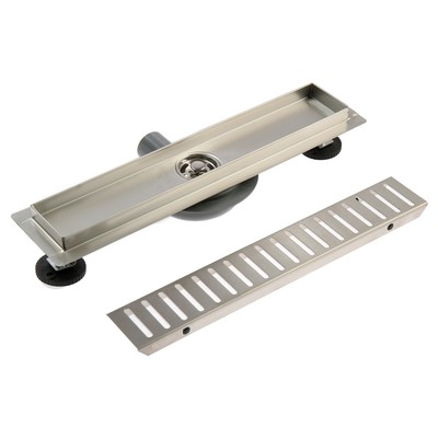 Трап ZEIN engr, c флaнцeм свободного вращ 360°, 7×40 см, d=40/50 мм, нерж сталь, сатин