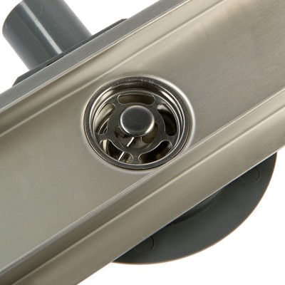 Трап ZEIN engr, c флaнцeм свободного вращ 360°, 7×40 см, d=40/50 мм, нерж сталь, сатин