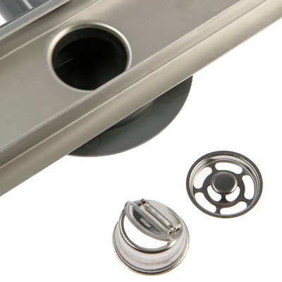 Трап ZEIN engr, c флaнцeм свободного вращ 360°, 7×40 см, d=40/50 мм, нерж сталь, сатин