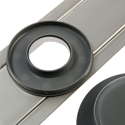 Трап ZEIN engr, c флaнцeм свободного вращ 360°, 7×40 см, d=40/50 мм, нерж сталь, сатин