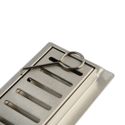 Трап ZEIN engr, c флaнцeм свободного вращ 360°, 7×40 см, d=40/50 мм, нерж сталь, сатин