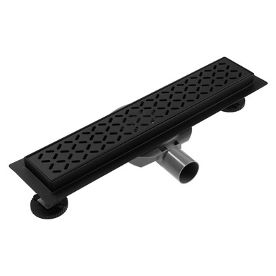 Трап ZEIN engr, с фланцем свободного вращения 360°, 7×40 см, d=40/50 мм, нерж сталь, черный