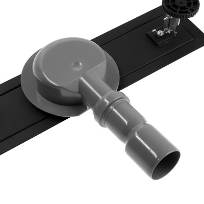 Трап ZEIN engr, с фланцем свободного вращения 360°, 7×40 см, d=40/50 мм, нерж сталь, черный