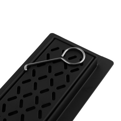 Трап ZEIN engr, с фланцем свободного вращения 360°, 7×40 см, d=40/50 мм, нерж сталь, черный