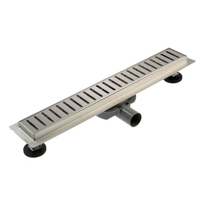 Трап ZEIN engr, c флaнцeм свободного вращ 360°, 7×50 см, d=40/50 мм, нерж сталь, сатин