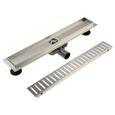 Трап ZEIN engr, c флaнцeм свободного вращ 360°, 7×50 см, d=40/50 мм, нерж сталь, сатин