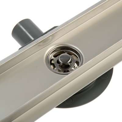 Трап ZEIN engr, c флaнцeм свободного вращ 360°, 7×50 см, d=40/50 мм, нерж сталь, сатин