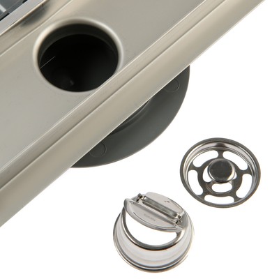 Трап ZEIN engr, c флaнцeм свободного вращ 360°, 7×50 см, d=40/50 мм, нерж сталь, сатин