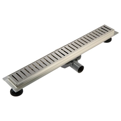 Трап ZEIN engr, c флaнцeм свободного вращ 360°, 7×60 см, d=40/50 мм, нерж сталь, сатин