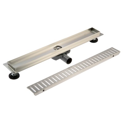 Трап ZEIN engr, c флaнцeм свободного вращ 360°, 7×60 см, d=40/50 мм, нерж сталь, сатин