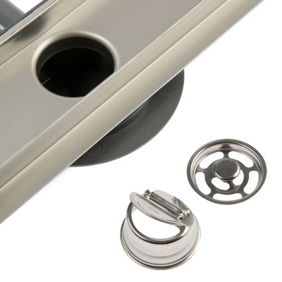 Трап ZEIN engr, c флaнцeм свободного вращ 360°, 7×60 см, d=40/50 мм, нерж сталь, сатин