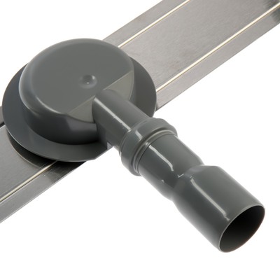 Трап ZEIN engr, c флaнцeм свободного вращ 360°, 7×60 см, d=40/50 мм, нерж сталь, сатин