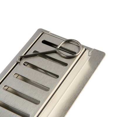 Трап ZEIN engr, c флaнцeм свободного вращ 360°, 7×60 см, d=40/50 мм, нерж сталь, сатин