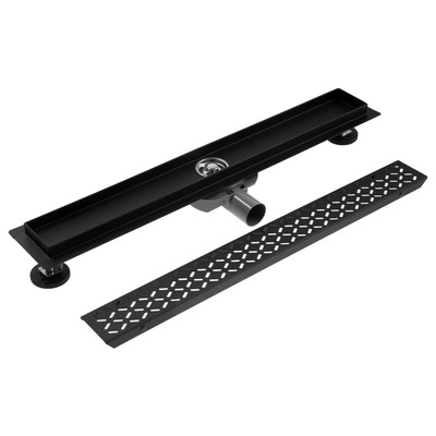 Трап ZEIN engr, c флaнцeм свободного вращ 360°, 7×60 см, d=40/50 мм, нерж сталь, черный