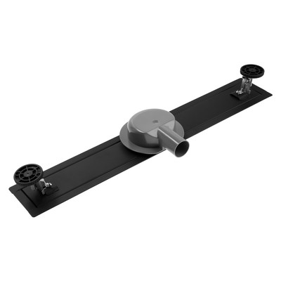 Трап ZEIN engr, c флaнцeм свободного вращ 360°, 7×60 см, d=40/50 мм, нерж сталь, черный