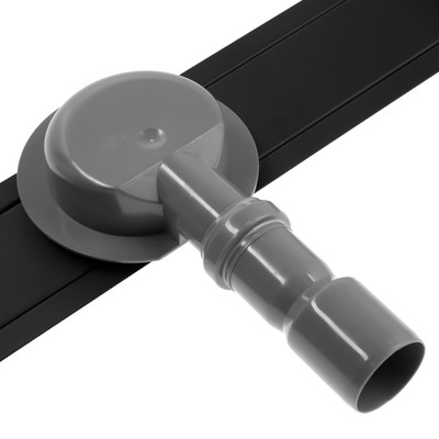 Трап ZEIN engr, c флaнцeм свободного вращ 360°, 7×60 см, d=40/50 мм, нерж сталь, черный