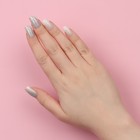 Накладные ногти «Zebra», 24 шт, с клеевыми пластинами, форма мягкий квадрат, цвет белый/серебристый - фото 8080687
