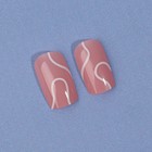 Накладные ногти «lines», 24 шт, с клеевыми пластинами, форма мягкий квадрат, цвет нежно-розовый - фото 8050619