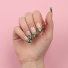 Накладные ногти «Pattern», 24 шт, с клеевыми пластинами, форма миндаль, цвет молочный/зелёный - Фото 15