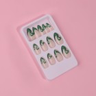Накладные ногти «Pattern», 24 шт, с клеевыми пластинами, форма миндаль, цвет молочный/зелёный - фото 8080705