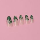 Накладные ногти «Pattern», 24 шт, с клеевыми пластинами, форма миндаль, цвет молочный/зелёный - фото 8080708