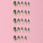 Накладные ногти «Pattern», 24 шт, с клеевыми пластинами, форма миндаль, цвет молочный/зелёный - фото 8080709