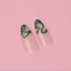 Накладные ногти «Pattern», 24 шт, с клеевыми пластинами, форма миндаль, цвет молочный/зелёный - Фото 8
