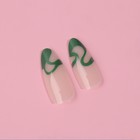 Накладные ногти «Pattern», 24 шт., с клеевыми пластинами, форма миндаль, бежевые, зелёные - Фото 8
