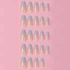 Накладные ногти «French», 24 шт, с клеевыми пластинами, форма миндаль, цвет бежевый/голубой - фото 8080737