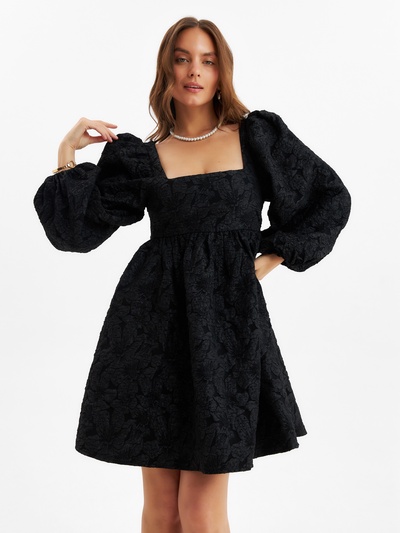 Платье с бантом мини женское MIST, размер L, чёрное