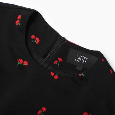 Платье с завязками на талии миди женское MIST Flower, размер 46, чёрное