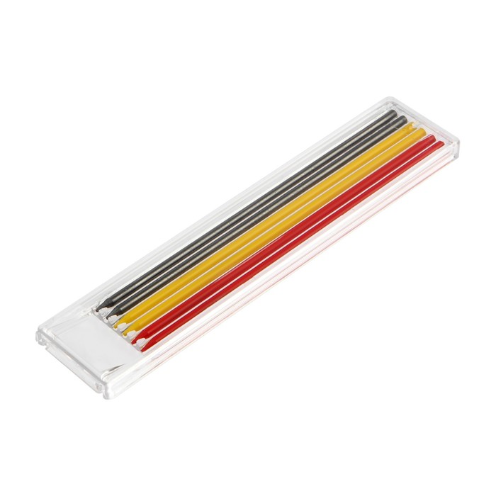 Набор грифелей для карандаша ТУНДРА, цветные (черные, красные, желтые), 120 мм, 6 штук