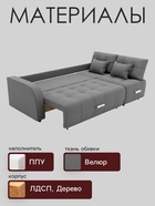 Диван - трансформер «Нью-йорк 2», ППУ, механизм пантограф, угол правый, велюр, цвет квест 014 - Фото 3