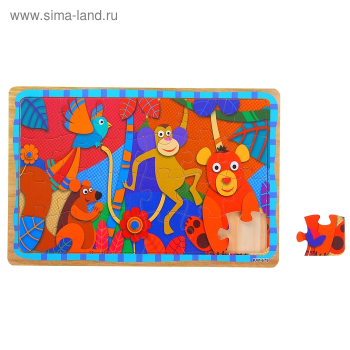 Пазл малый в цветной рамке "Зоопарк", 24 элемента - Фото 1