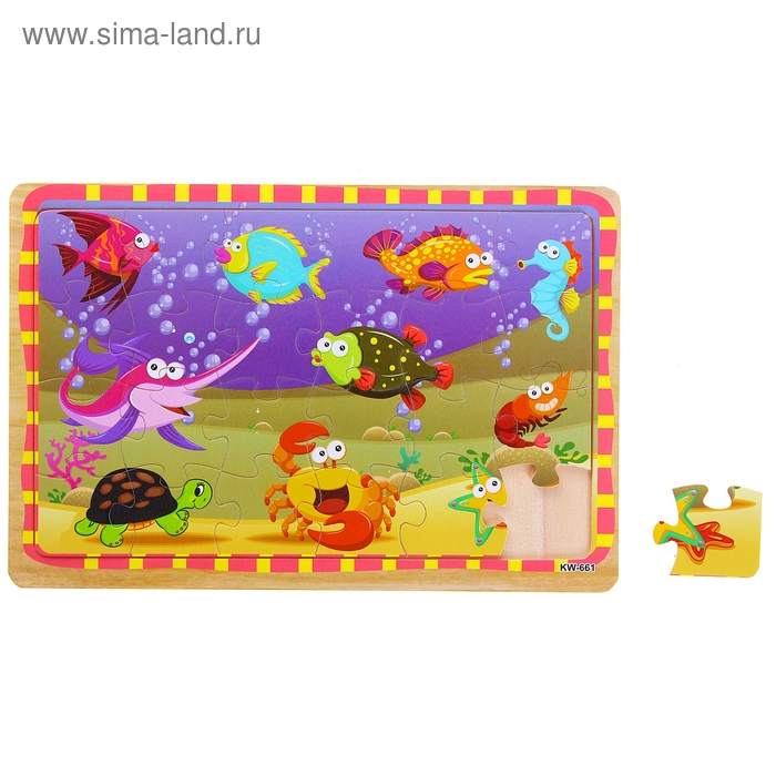 Пазл малый в цветной рамке "Подводное царство", 24 элемента - Фото 1