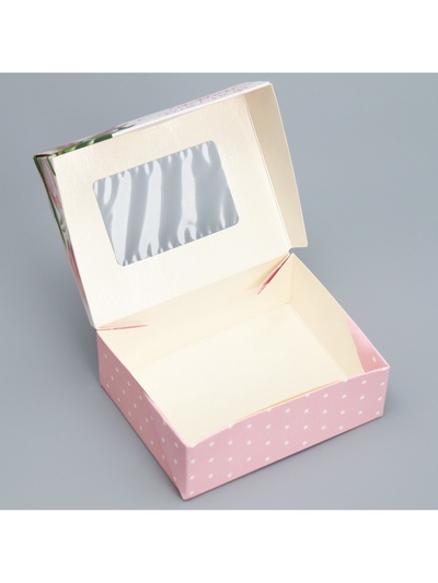 Кондитерская упаковка, коробка с ламинацией «Тюльпаны», 10×8×3.5 см
