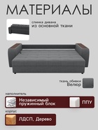 Диван прямой «Сенатор 1», НПБ, механизм пантограф, велюр, цвет квест 014 - Фото 3