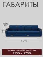 Диван - трансформер «Колизей 2», механизм еврокнижка, угол левый, велюр, цвет квест 024 - Фото 2