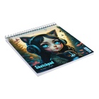 Скетчпад 195х195 40 листов на гребне "Девочка с котенком", гянцевая ламинация, текстура, блок 120г/м2 - фото 24998329