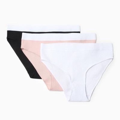 Набор трусов слипы MINAKU рубчик размер 40-42 (белый, бежевый, чёрный) 3 шт.