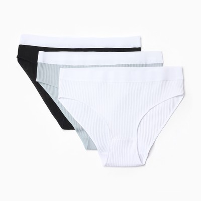 Набор трусов слипы MINAKU рубчик размер 44-46 (белый, бежевый, чёрный) 3 шт.