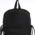 Рюкзак школьный текстильный с лентой, 38х29х11 см,цвет чёрный, отдел на молнии - Фото 3
