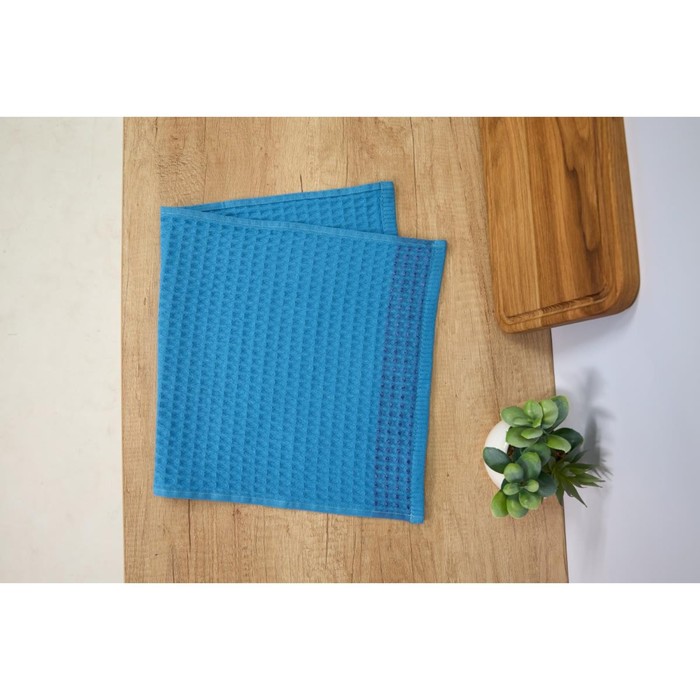 Полотенце вафельное, размер 30x60 см, цвет синий - Фото 1