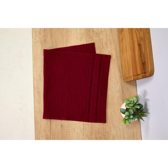 

Полотенце вафельное, размер 30x60 см, цвет бордовый