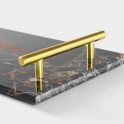 Поднос Magistro Marble, 38×18 см, мрамор, чёрный