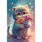 Алмазная мозаика «Котенок с цветами» 20 × 30 см, без подрамника - фото 320770806
