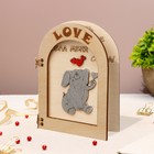Деревянная открытка "Love" ручная работа, светлый, слоник, 12х8 см - фото 8710001