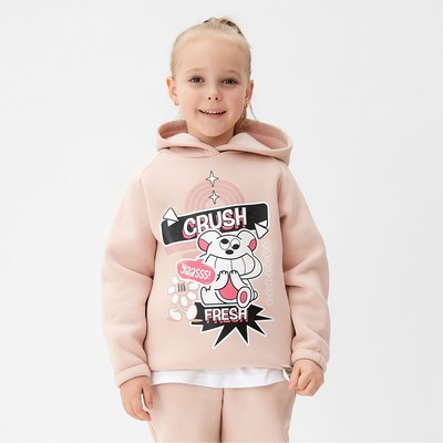 Толстовка (худи) для девочки MINAKU: CRUSH, розовая, рост 116 см