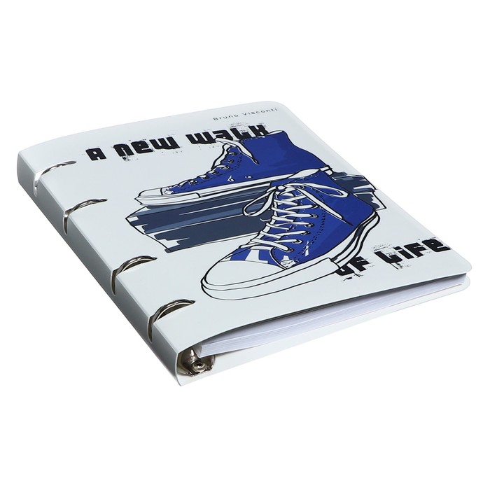 Тетрадь на кольцах, 80 листов в точку "Кеды синие", обложка пластик, сменный блок 70 г/м2