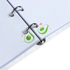 Тетрадь на кольцах, 80 листов в клетку "Авокадо и пончик", обложка пластик, тиснение фольгой, сменный блок 70 г/м2 - фото 23441224